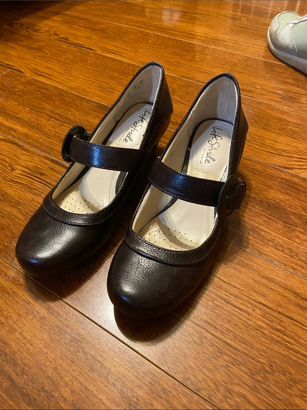 Life Stride Dark Brown Mary Jane Flats with Adjustable Strap